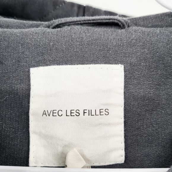 Avec Les Filles Charcoal Gray Diamond Quilted Hooded Full Zip Jacket Women's XXS - Picture 4 of 8